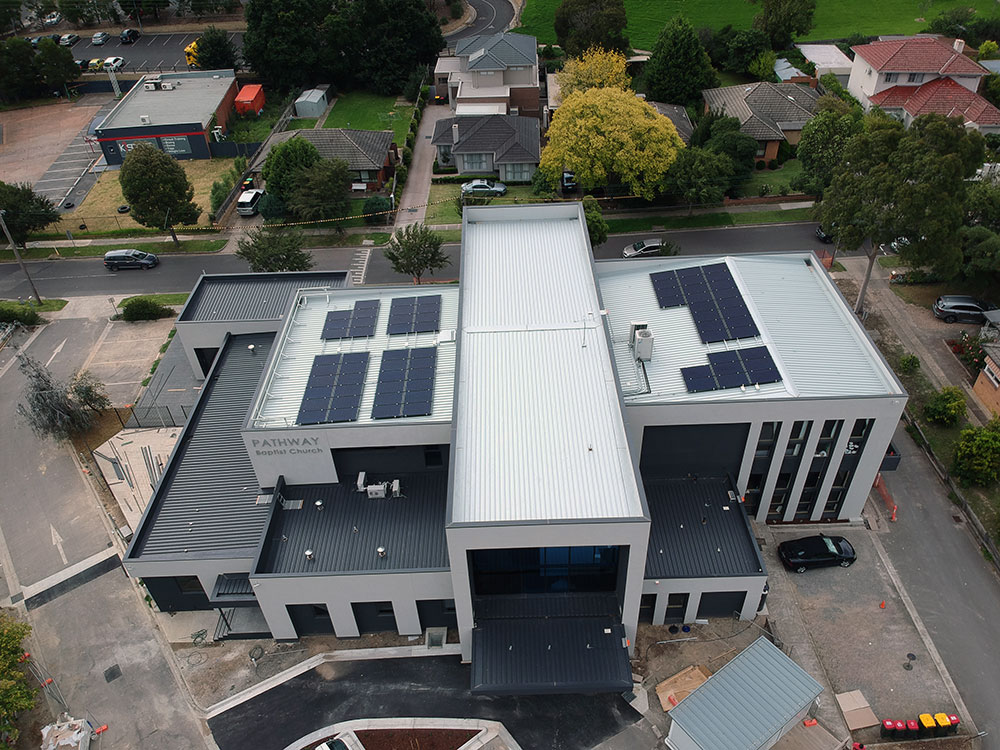 Pathway Baptist Church Front - Solar PV System by Neon Solar Systems